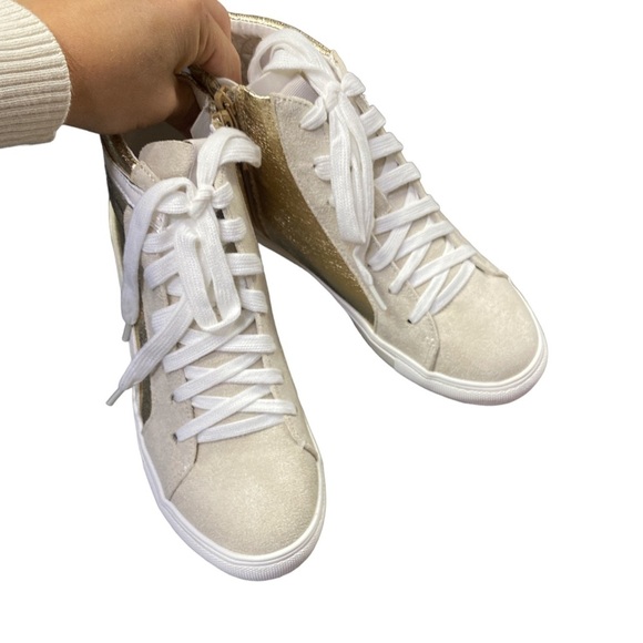 NWT Nature Breeze Rock Star Sneaker Gold Metallic Dale Hi Top Golden Goose Inspo - Picture 6 of 8